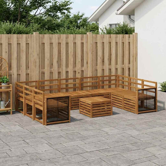 vidaXL Outdoor Sofa Set 10 pcs Natural Solid Acacia Wood