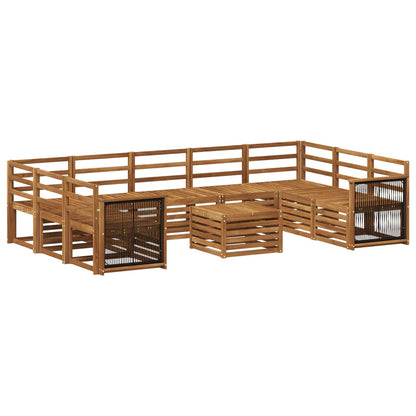 vidaXL Outdoor Sofa Set 10 pcs Natural Solid Acacia Wood