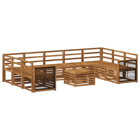 vidaXL Outdoor Sofa Set 10 pcs Natural Solid Acacia Wood