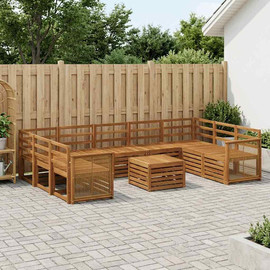 vidaXL Outdoor Sofa Set 10 pcs Natural Solid Acacia Wood