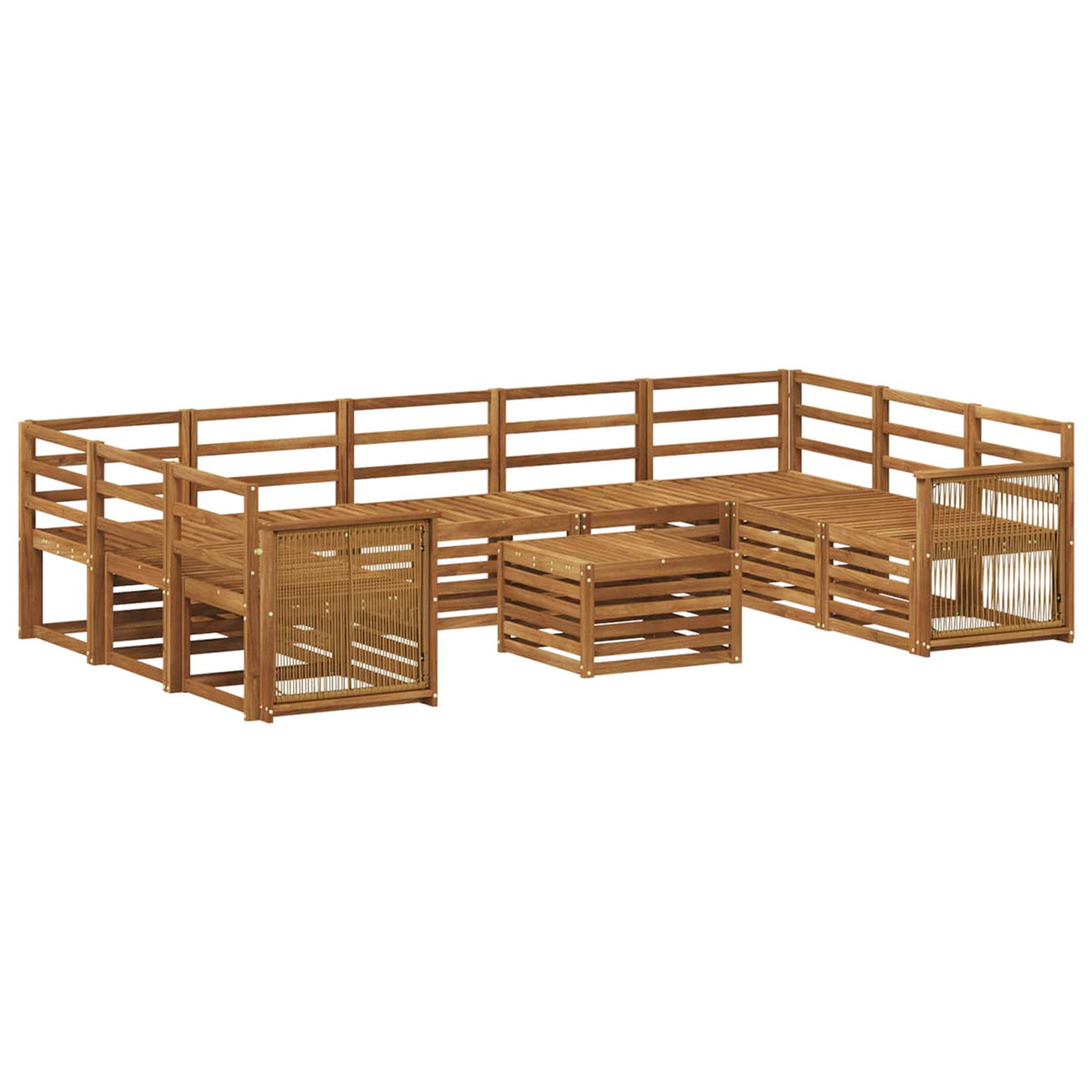 vidaXL Outdoor Sofa Set 10 pcs Natural Solid Acacia Wood