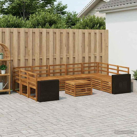 vidaXL Outdoor Sofa Set 10 pcs Natural Solid Acacia Wood