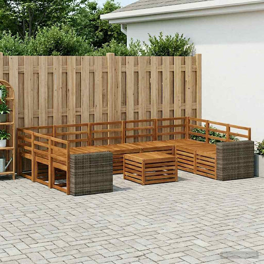 vidaXL Outdoor Sofa Set 10 pcs Natural Solid Acacia Wood