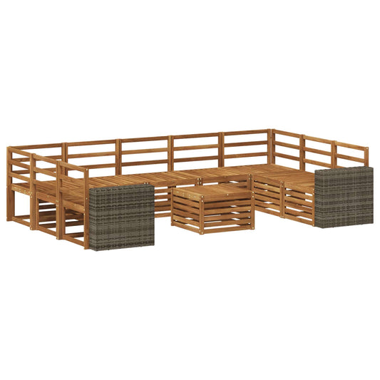 vidaXL Outdoor Sofa Set 10 pcs Natural Solid Acacia Wood