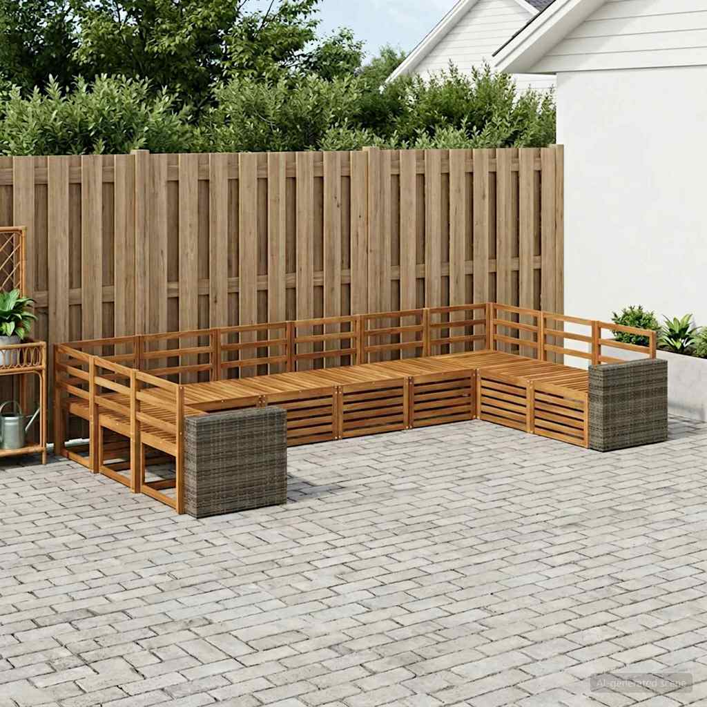 vidaXL Outdoor Sofa Set 10 pcs Natural Solid Acacia Wood