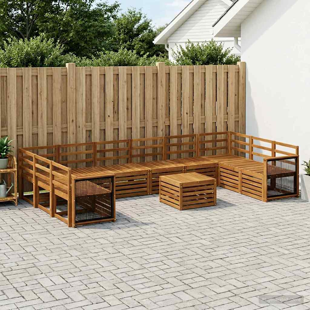 vidaXL Outdoor Sofa Set 8 pcs Natural Solid Acacia Wood