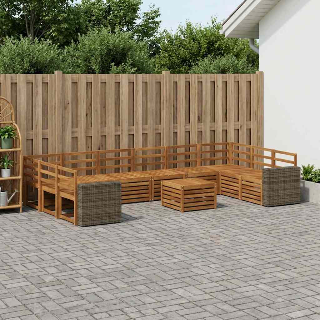 vidaXL Outdoor Sofa Set 11 pcs Natural Solid Acacia Wood
