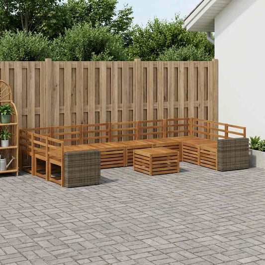 vidaXL Outdoor Sofa Set 11 pcs Natural Solid Acacia Wood