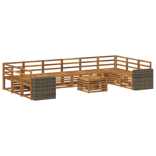 vidaXL Outdoor Sofa Set 11 pcs Natural Solid Acacia Wood