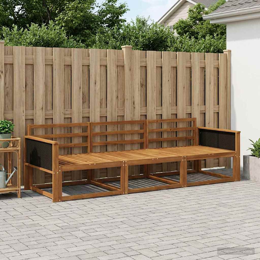 vidaXL Outdoor Sofa Set 3 pcs Natural Solid Acacia Wood