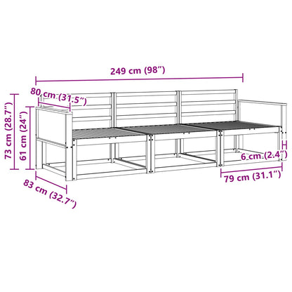 vidaXL Outdoor Sofa Set 3 pcs Natural Solid Acacia Wood