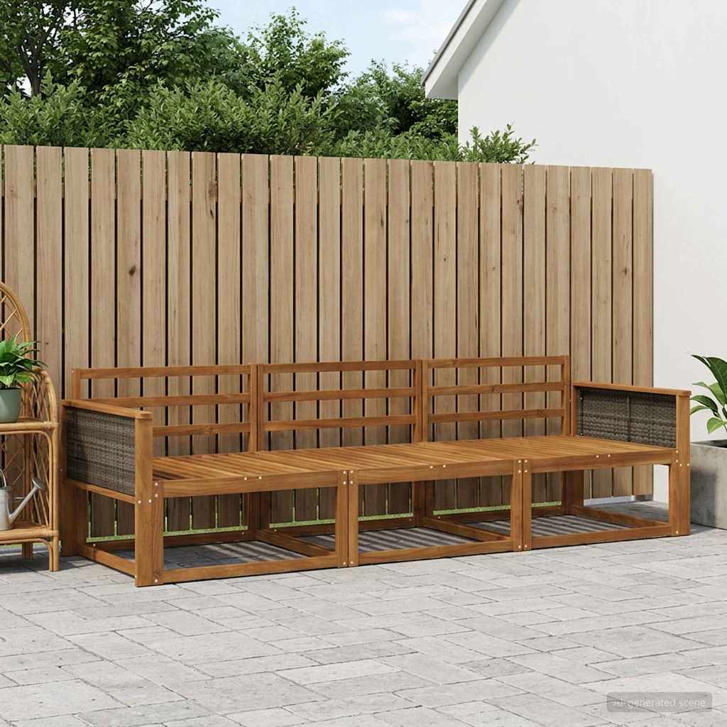 vidaXL Outdoor Sofa Set 3 pcs Natural Solid Acacia Wood