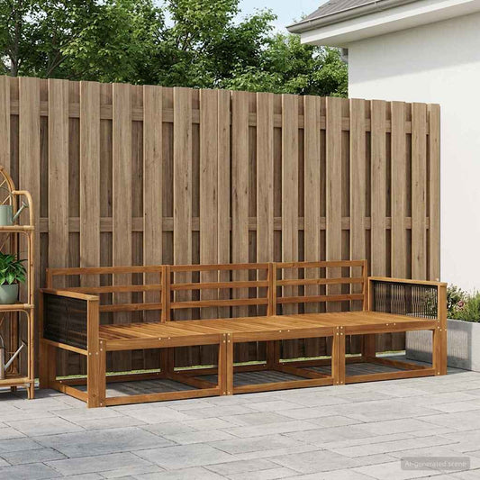 vidaXL Outdoor Sofa Set 3 pcs Natural Solid Acacia Wood