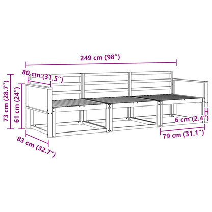 vidaXL Outdoor Sofa Set 3 pcs Natural Solid Acacia Wood