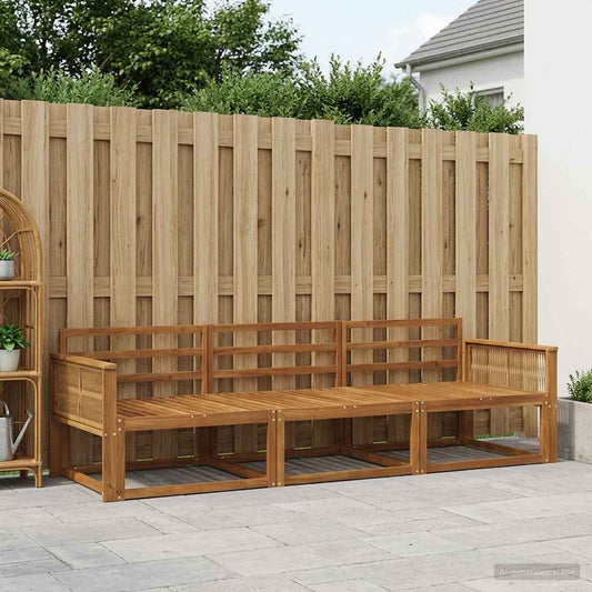 vidaXL Outdoor Sofa Set 3 pcs Natural Solid Acacia Wood