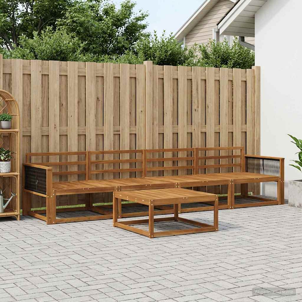 vidaXL Outdoor Sofa Set 5 pcs Natural Solid Acacia Wood