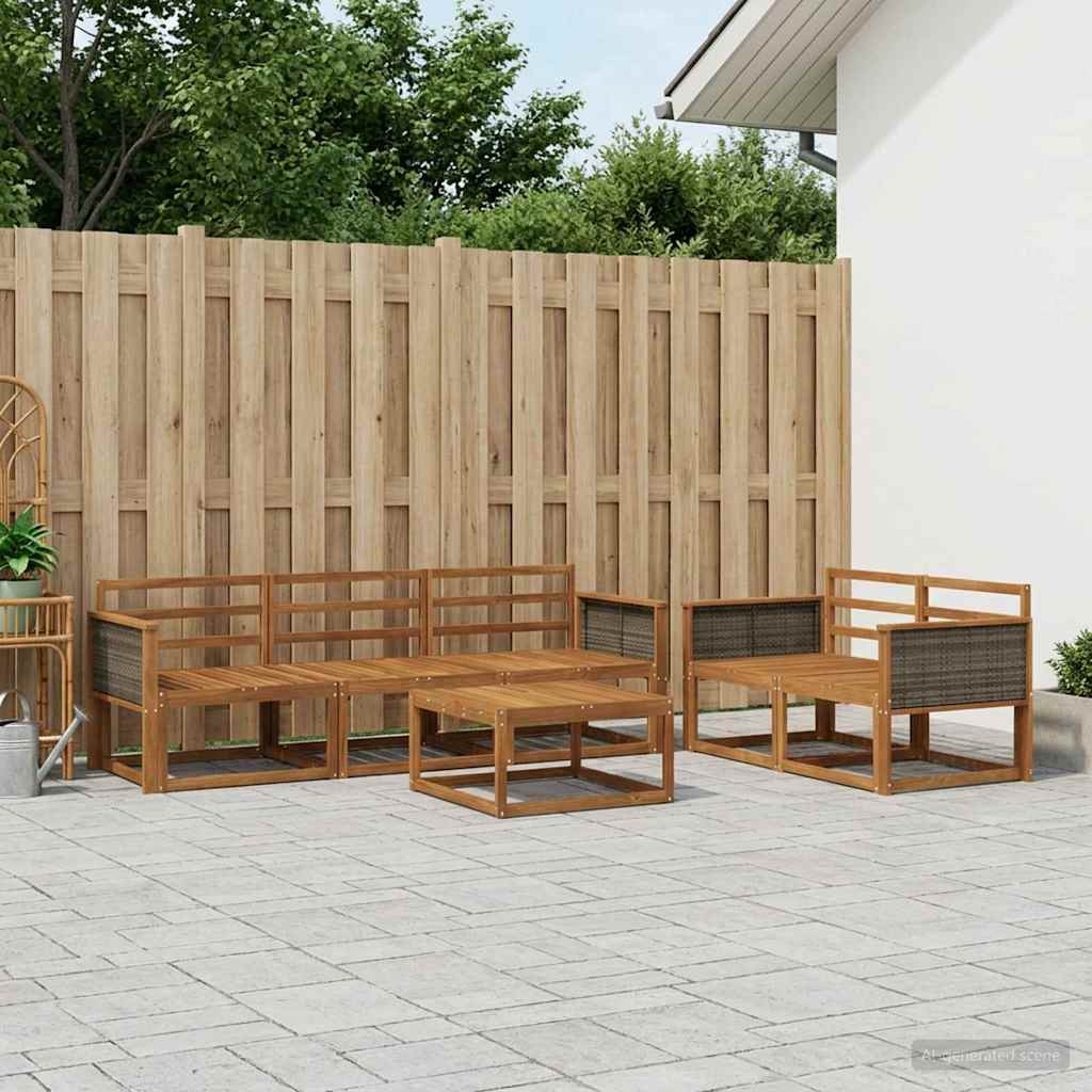 vidaXL Outdoor Sofa Set 6 pcs Natural Solid Acacia Wood