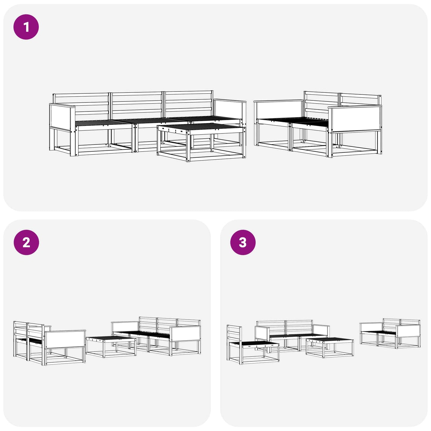 vidaXL Outdoor Sofa Set 6 pcs Natural Solid Acacia Wood