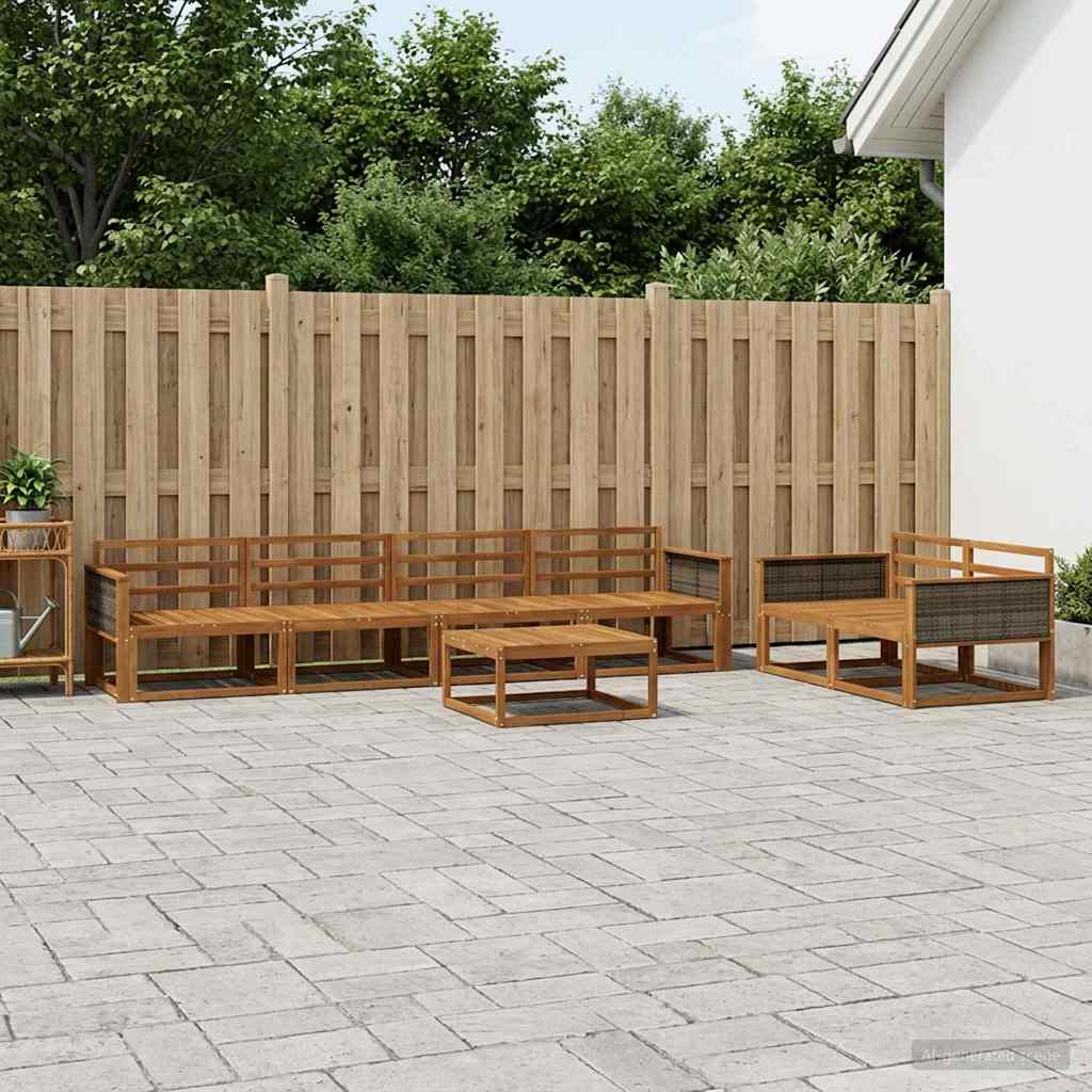 vidaXL Outdoor Sofa Set 7 pcs Natural Solid Acacia Wood