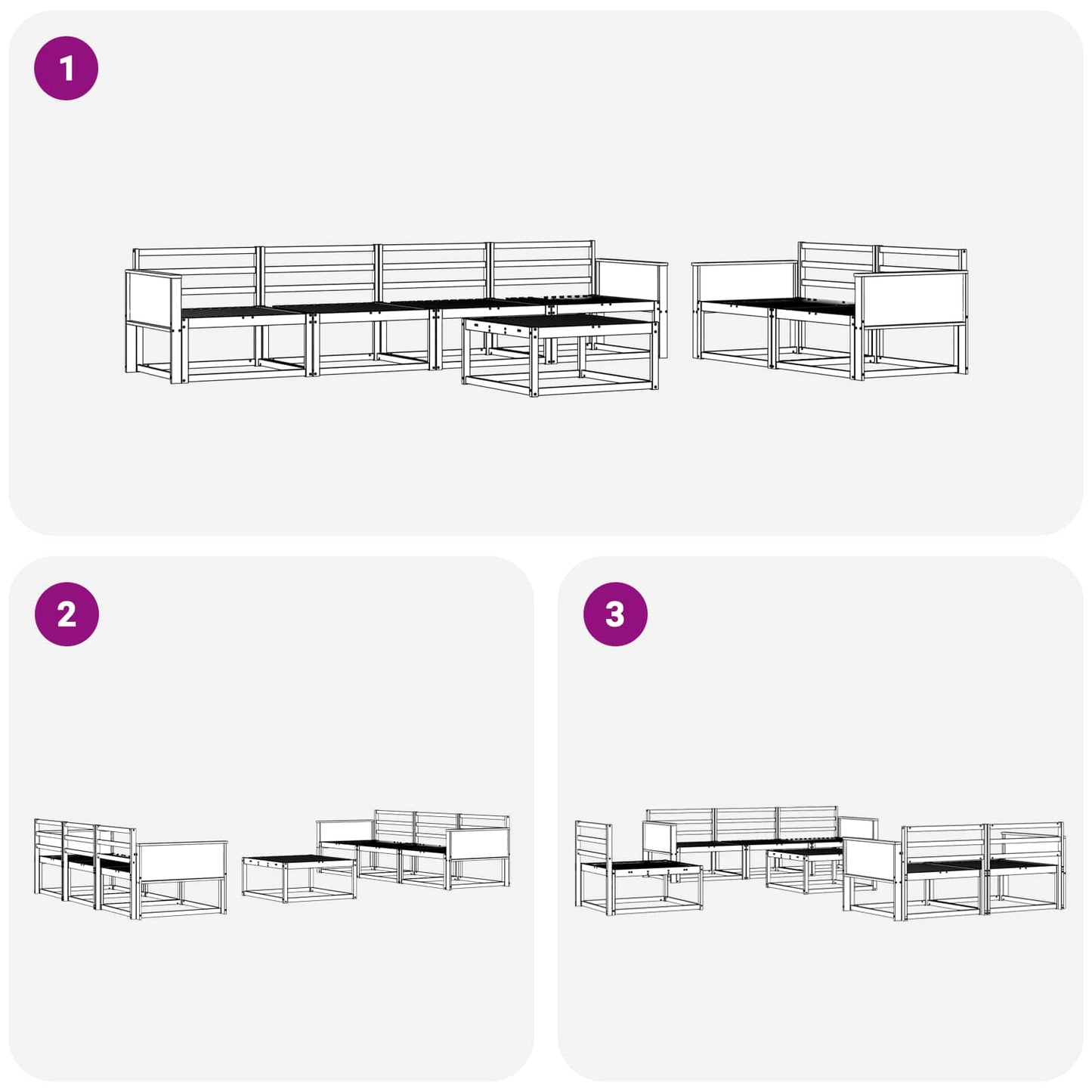 vidaXL Outdoor Sofa Set 7 pcs Natural Solid Acacia Wood