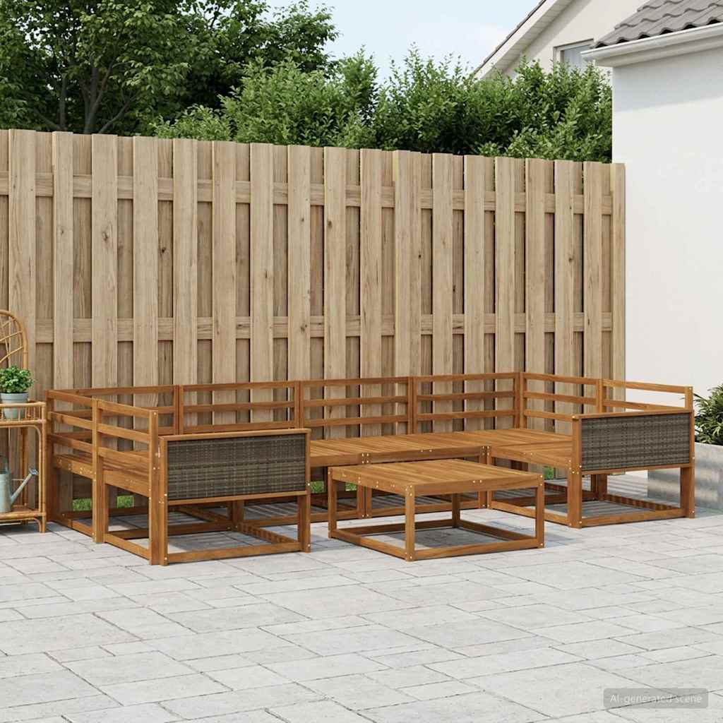 vidaXL Outdoor Sofa Set 7 pcs Natural Solid Acacia Wood