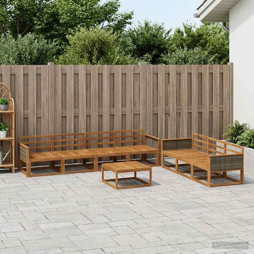 vidaXL Outdoor Sofa Set 8 pcs Natural Solid Acacia Wood