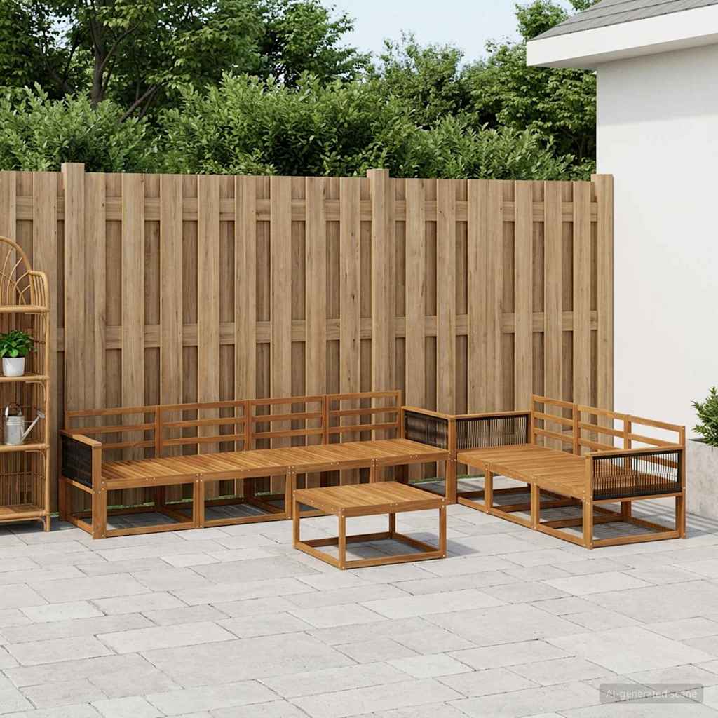 vidaXL Outdoor Sofa Set 8 pcs Natural Solid Acacia Wood