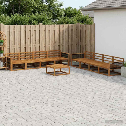 vidaXL Outdoor Sofa Set 9 pcs Natural Solid Acacia Wood