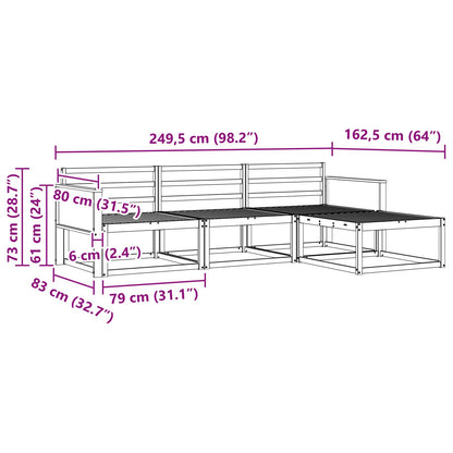 vidaXL Outdoor Sofa Set 4 pcs Natural Solid Acacia Wood