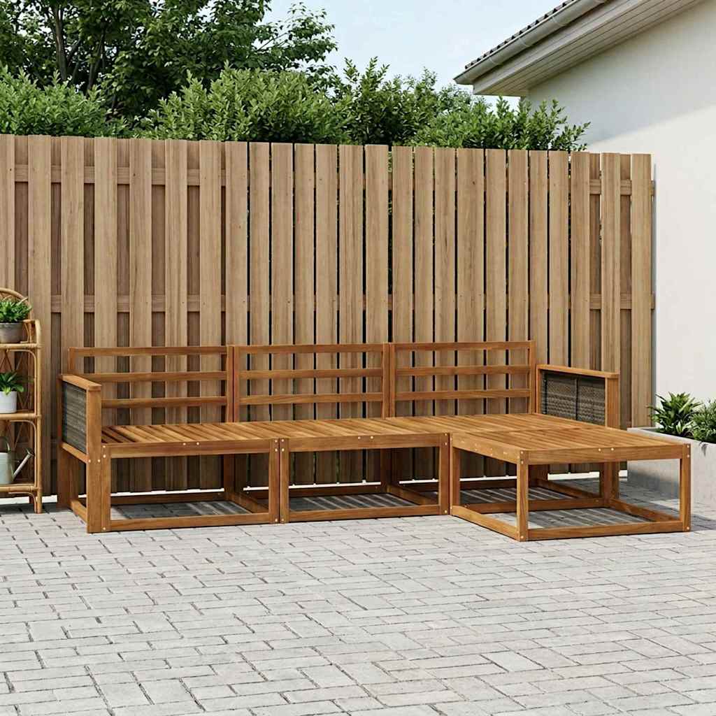 vidaXL Outdoor Sofa Set 4 pcs Natural Solid Acacia Wood
