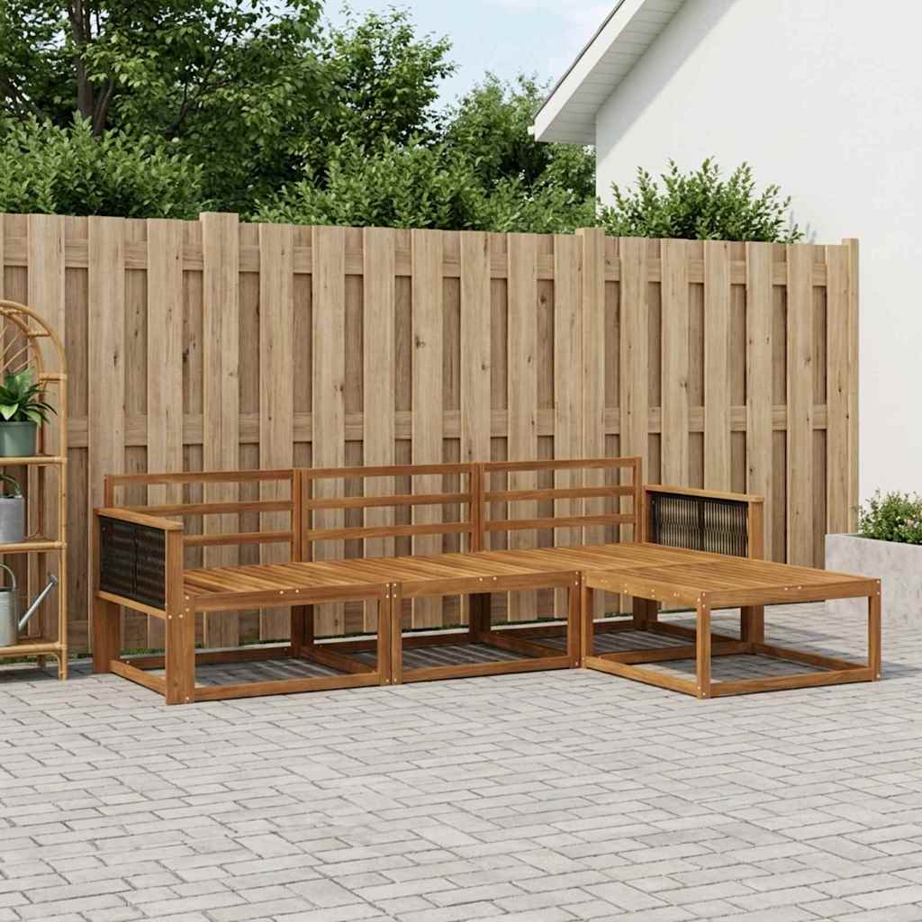 vidaXL Outdoor Sofa Set 4 pcs Natural Solid Acacia Wood