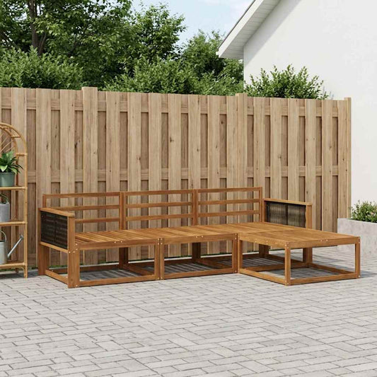 vidaXL Outdoor Sofa Set 4 pcs Natural Solid Acacia Wood