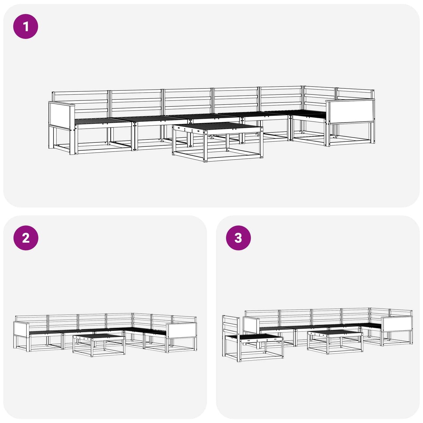vidaXL Outdoor Sofa Set 7 pcs Natural Solid Acacia Wood