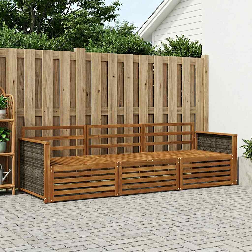vidaXL Outdoor Sofa Set 3 pcs Natural Solid Acacia Wood
