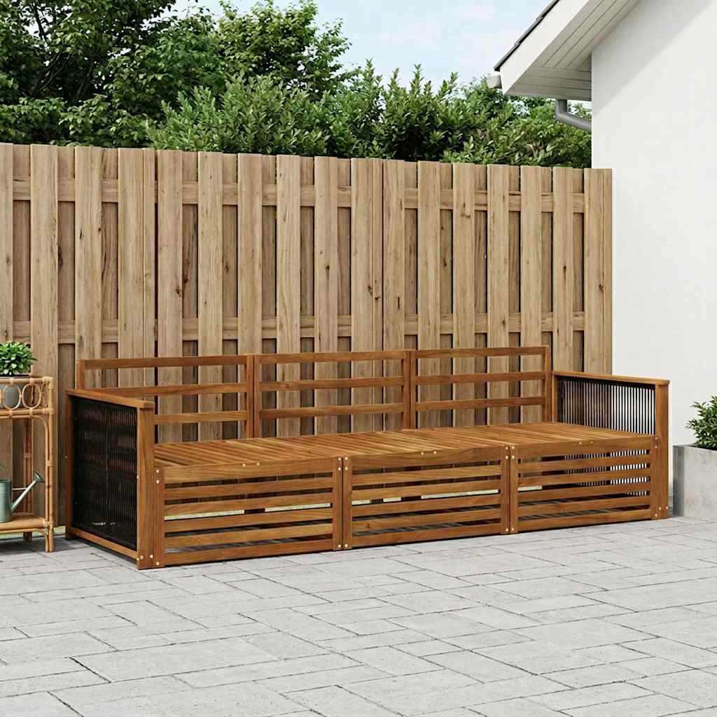 vidaXL Outdoor Sofa Set 3 pcs Natural Solid Acacia Wood