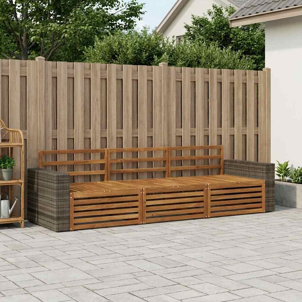 vidaXL Outdoor Sofa Set 3 pcs Natural Solid Acacia Wood