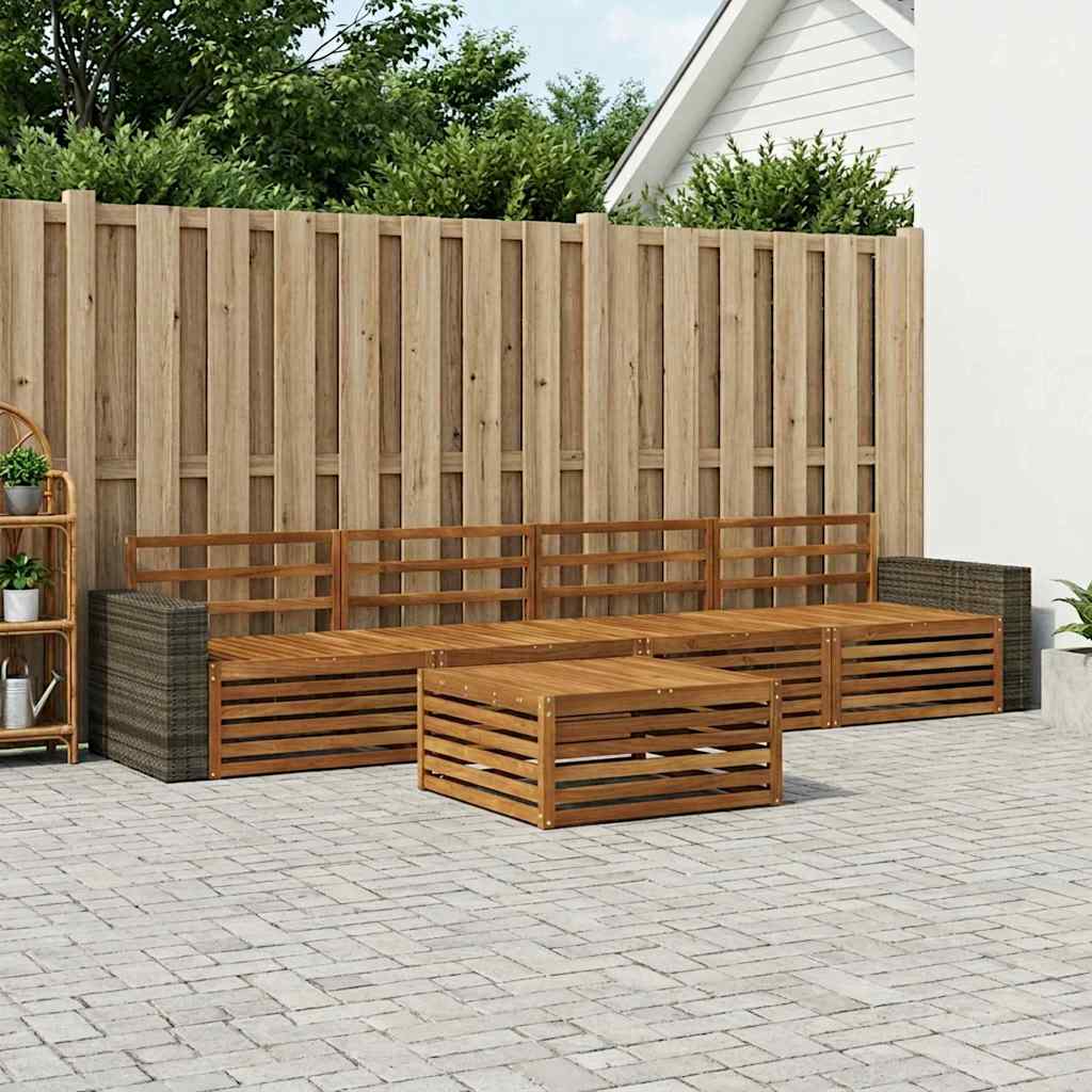 vidaXL Outdoor Sofa Set 5 pcs Natural Solid Acacia Wood