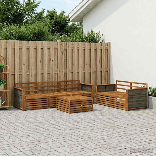 vidaXL Outdoor Sofa Set 6 pcs Natural Solid Acacia Wood