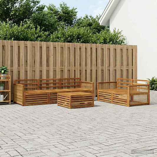 vidaXL Outdoor Sofa Set 6 pcs Natural Solid Acacia Wood