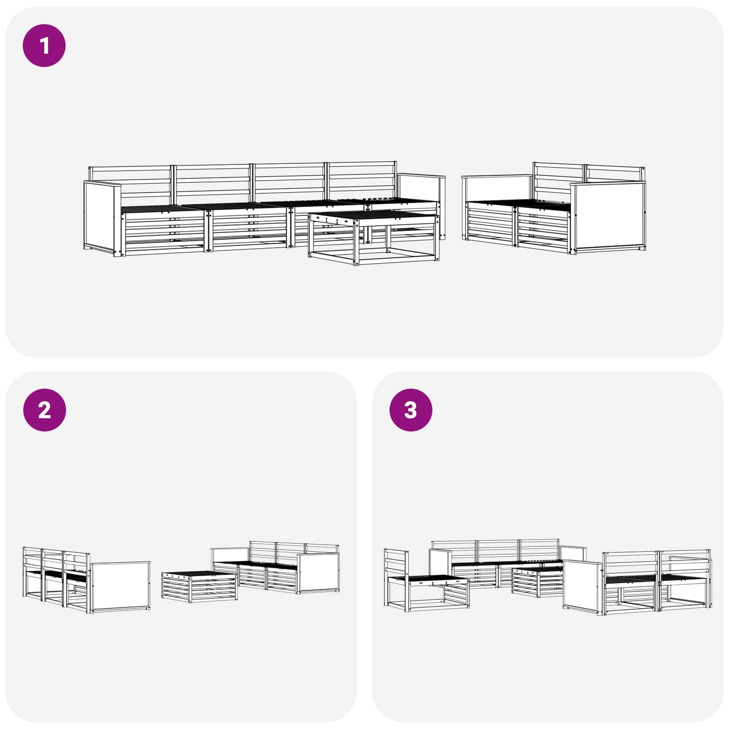 vidaXL Outdoor Sofa Set 7 pcs Natural Solid Acacia Wood