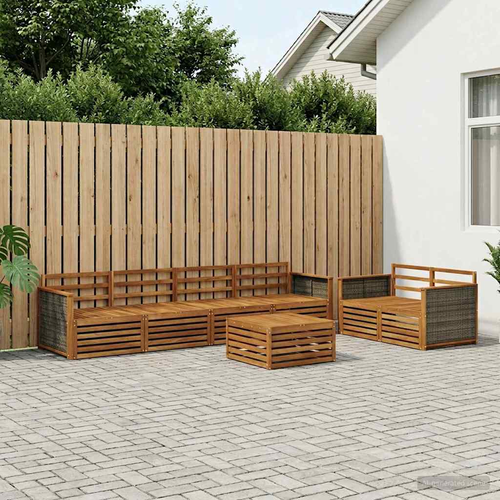 vidaXL Outdoor Sofa Set 7 pcs Natural Solid Acacia Wood