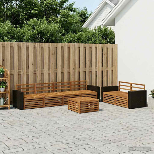 vidaXL Outdoor Sofa Set 7 pcs Natural Solid Acacia Wood