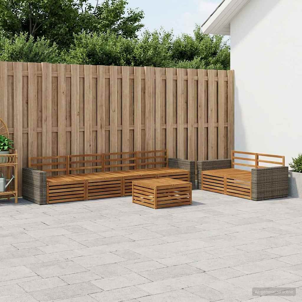 vidaXL Outdoor Sofa Set 7 pcs Natural Solid Acacia Wood
