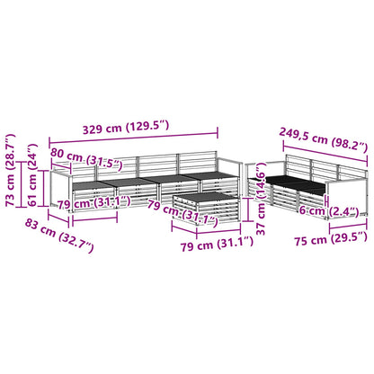 vidaXL Outdoor Sofa Set 8 pcs Natural Solid Acacia Wood