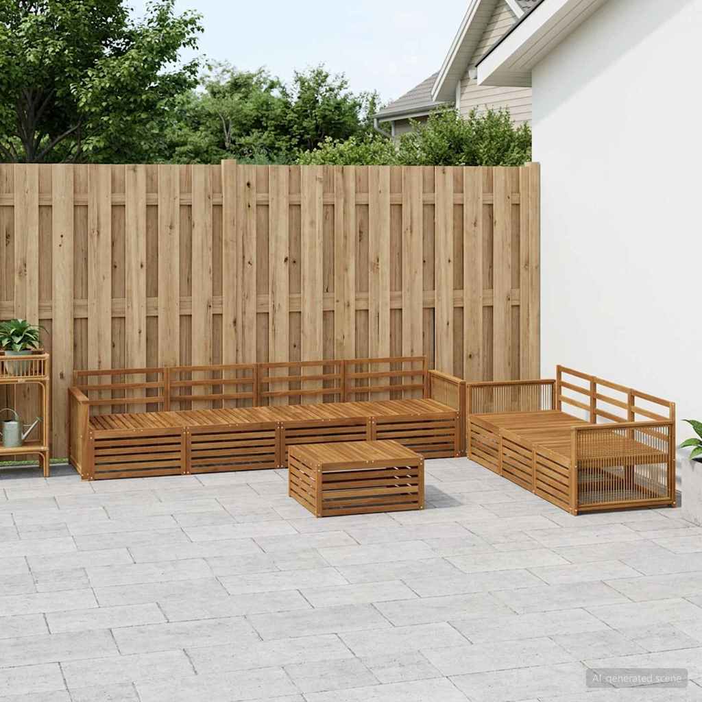 vidaXL Outdoor Sofa Set 8 pcs Natural Solid Acacia Wood