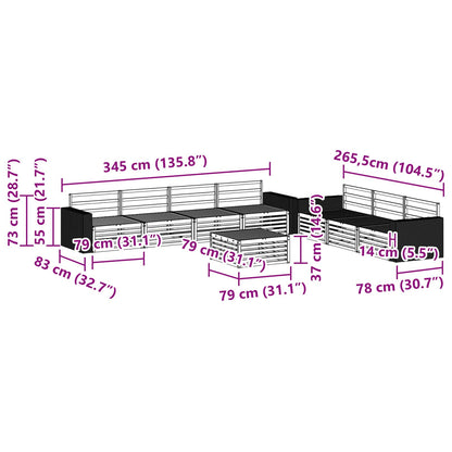 vidaXL Outdoor Sofa Set 8 pcs Natural 79 x 79 x 37 cm