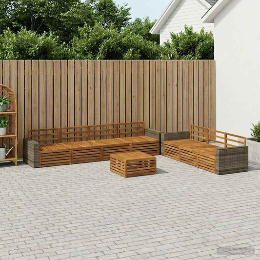 vidaXL Outdoor Sofa Set 8 pcs Natural 79 x 79 x 37 cm