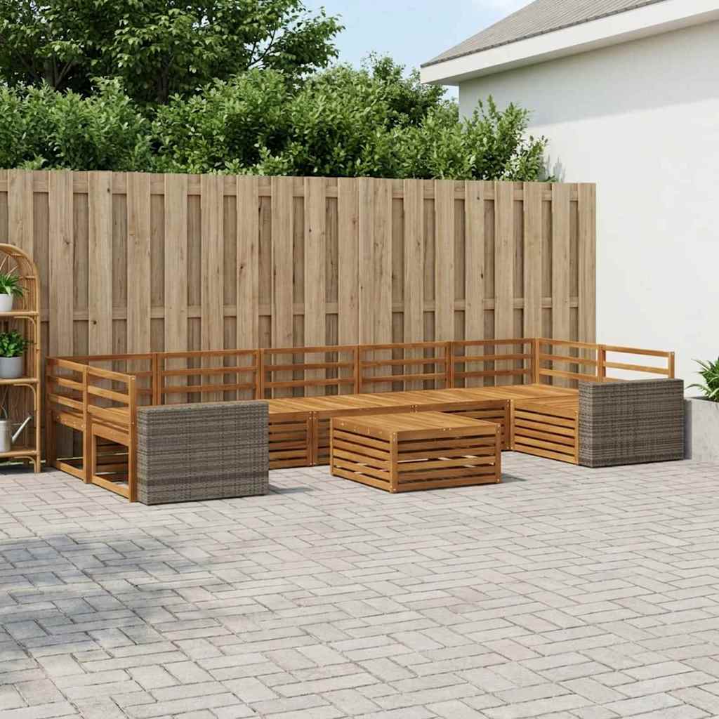 vidaXL Outdoor Sofa Set 8 pcs Natural Solid Acacia Wood