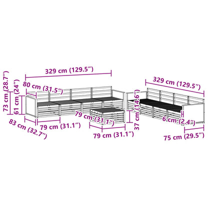 vidaXL Outdoor Sofa Set 9 pcs Natural Solid Acacia wood