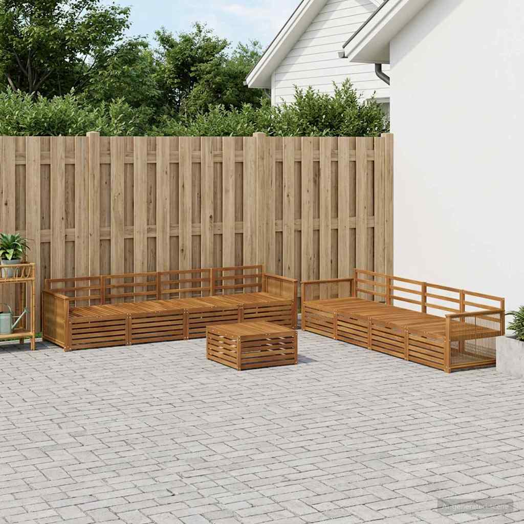 vidaXL Outdoor Sofa Set 9 pcs Natural Solid Acacia Wood